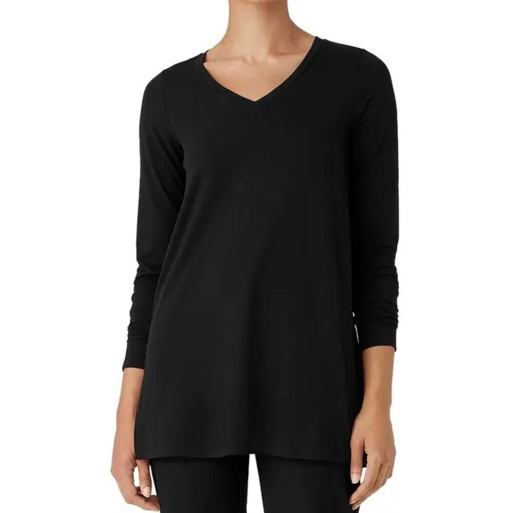 Chicos Travelers Black V-Neck Long Sleeve Tunic Top